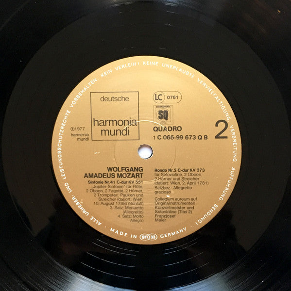 Wolfgang Amadeus Mozart, Collegium Aureum, Franzjosef Maier – Sinfonie Nr. 41 C-Dur KV 551 'Jupiter' · Rondo C-Dur KV 373 LP vinyl record, image 6 of 6