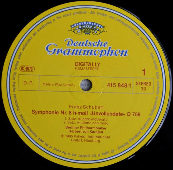 Franz Schubert, Felix Mendelssohn-Bartholdy, Berliner Philharmoniker, Herbert von Karajan – Symphony No. 8 "Unfinished" / Symphony No. 4 "Italian" LP vinyl record, image 3 of 4