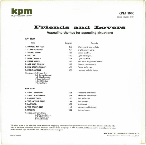 Various – Friends And Lovers LP vinyl record, image 2 of 4