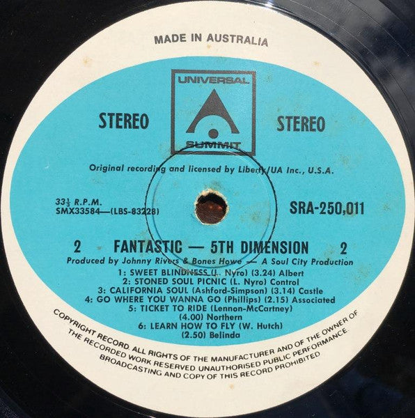 The Fifth Dimension – The Fantastic 5th Dimension LP vinyl record, image 4 of 4
