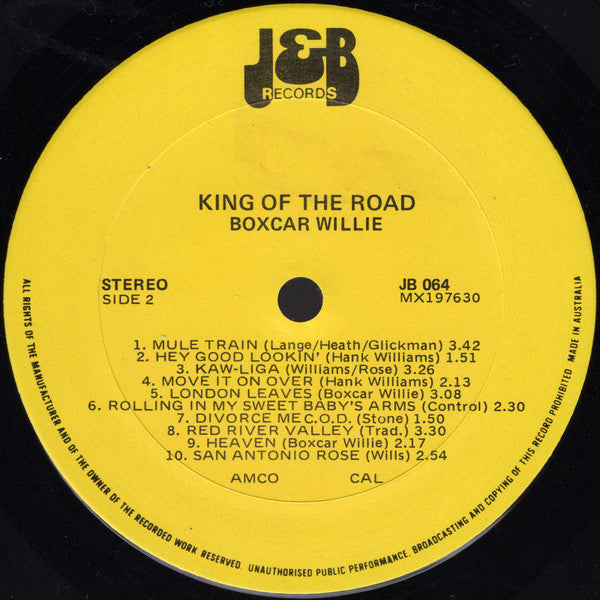 Boxcar Willie – King Of The Road 20 Great Tracks LP vinyl record, image 4 of 4