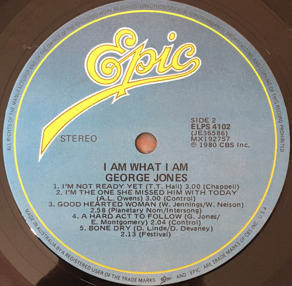 George Jones – I Am What I Am LP vinyl record, image 4 of 4
