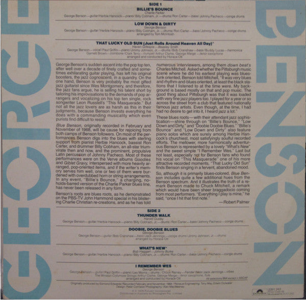 George Benson – Blue Benson LP vinyl record, image 2 of 4