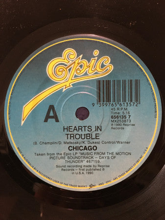 Chicago – Hearts In Trouble 7" vinyl record, image 3 of 4