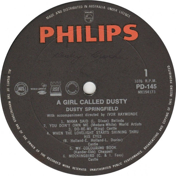 Dusty Springfield – A Girl Called Dusty LP vinyl record, image 3 of 4