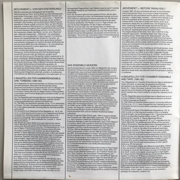 Ensemble Modern, Peter Eötvös, Nicolaus A. Huber, Helmut Lachenmann – Sechs Bagatellen / Mouvement (- Vor Der Erstarrung) LP vinyl record, image 3 of 6