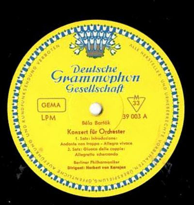 Béla Bartók, Berliner Philharmoniker, Herbert von Karajan – Konzert Für Orchester LP vinyl record, image 2 of 3
