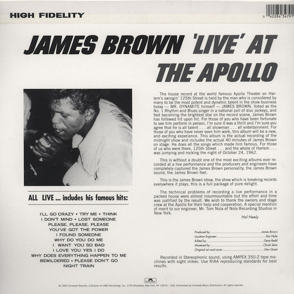 James Brown – 'Live' At The Apollo LP vinyl record, image 2 of 4