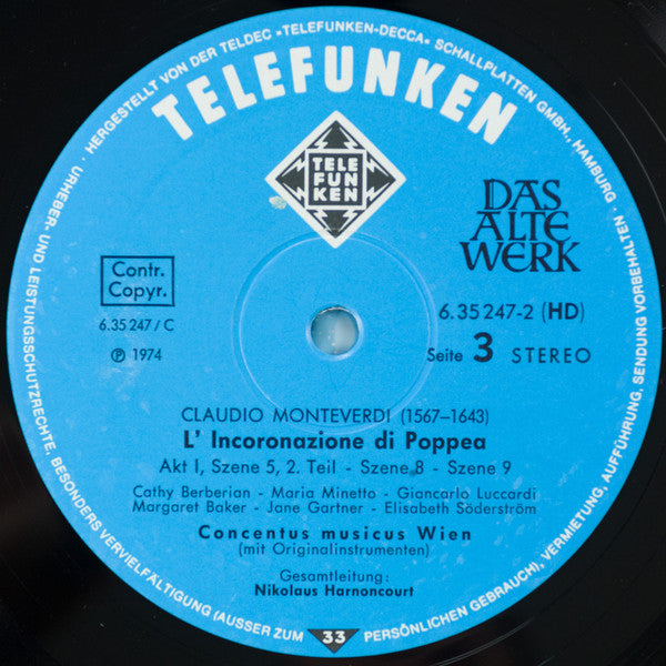Claudio Monteverdi, Helen Donath, Elisabeth Söderström, Cathy Berberian, Paul Esswood, Concentus Musicus Wien, Nikolaus Harnoncourt – Die Krönung Der Poppea (5xLP) LP vinyl record, image 5 of 10