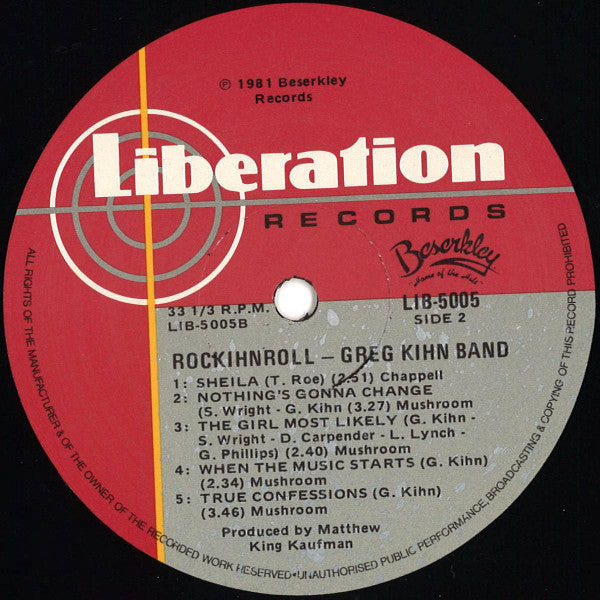 Greg Kihn Band – Rockihnroll LP vinyl record, image 4 of 4