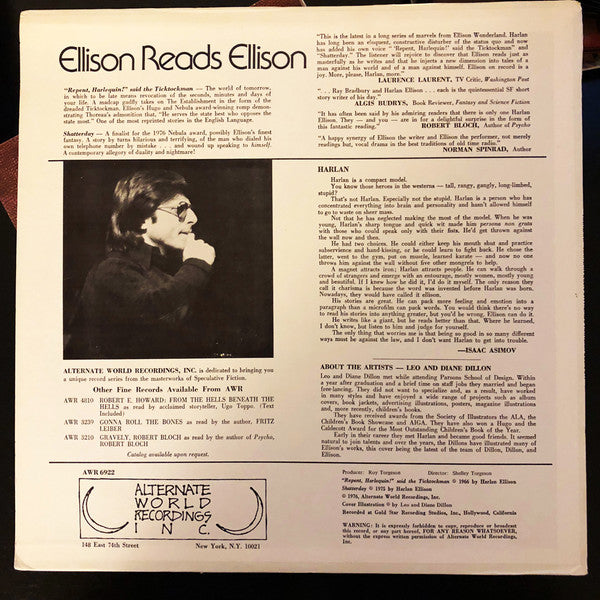 Harlan Ellison – Harlan! Harlan Ellison Reads Harlan Ellison LP vinyl record, image 2 of 2