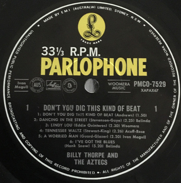 Billy Thorpe And The Aztecs – Don't You Dig This Kind Of Beat LP vinyl record, image 3 of 3