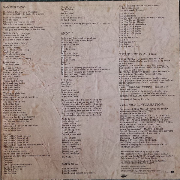 Frank Zappa, The Mothers – One Size Fits All LP vinyl record, image 3 of 6