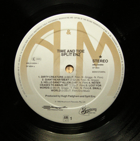 Split Enz – Time And Tide LP vinyl record, image 5 of 6