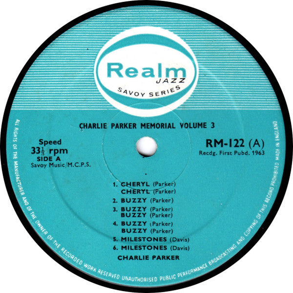 Charlie Parker – Charlie Parker Memorial Volume Three LP vinyl record, image 3 of 4