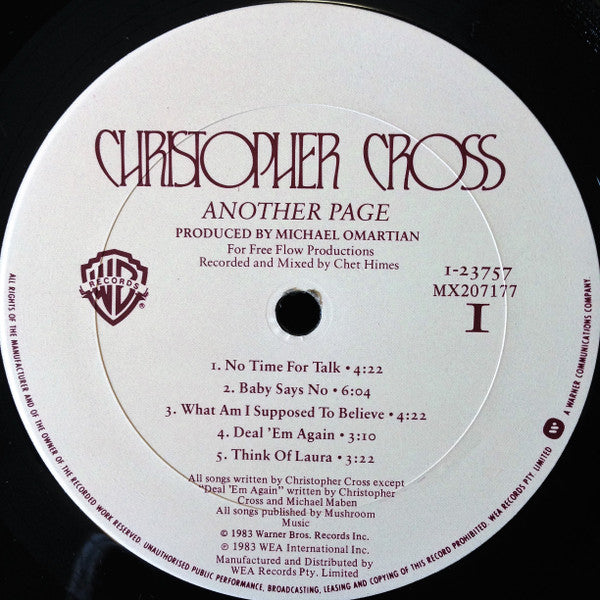 Christopher Cross – Another Page LP vinyl record, image 5 of 7