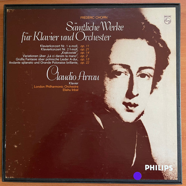 Frédéric Chopin, Claudio Arrau, London Philharmonic Orchestra, Eliahu Inbal – Sämtliche Werke Für Klavier Und Orchester = The Complete Works For Piano And Orchestra = L'Oeuvre Integrale Pour Piano Et Orchestre (3xLP) LP vinyl record, image 2 of 8