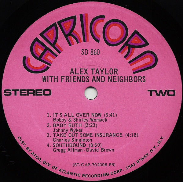 Alex Taylor – Alex Taylor With Friends And Neighbors LP vinyl record, image 6 of 6