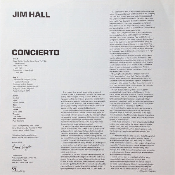 Jim Hall, Jim Hall – Concierto = アランフェス協奏曲 LP vinyl record, image 7 of 10