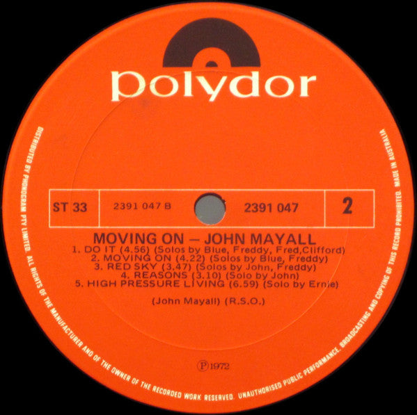 John Mayall – Moving On LP vinyl record, image 4 of 4