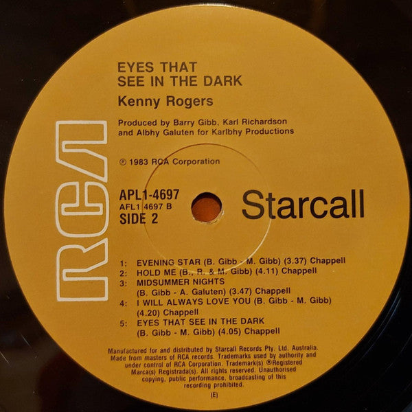 Kenny Rogers – Eyes That See In The Dark LP vinyl record, image 6 of 6