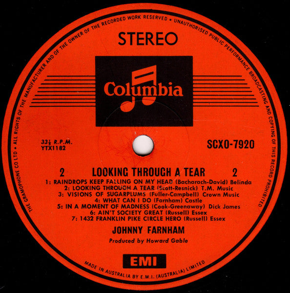 John Farnham – Looking Through A Tear LP vinyl record, image 4 of 4