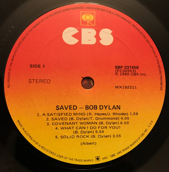 Bob Dylan – Saved LP vinyl record, image 5 of 6