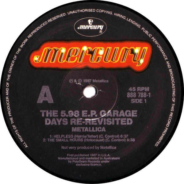 Metallica – The $5.98 E.P. - Garage Days Re-Revisited 12" vinyl record, image 3 of 5
