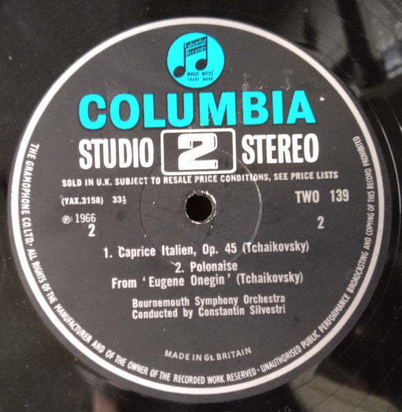 Pyotr Ilyich Tchaikovsky, Bournemouth Symphony Orchestra, The Band Of H.M. Royal Marines (Royal Marines School Of Music), Constantin Silvestri – 1812 Overture / Caprice Italien / Polonaise From "Eugene Onegin" LP vinyl record, image 4 of 4