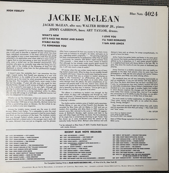 Jackie McLean – Swing, Swang, Swingin' LP vinyl record, image 2 of 3