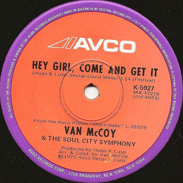Van McCoy & The Soul City Symphony – The Hustle 7" vinyl record, image 2 of 3