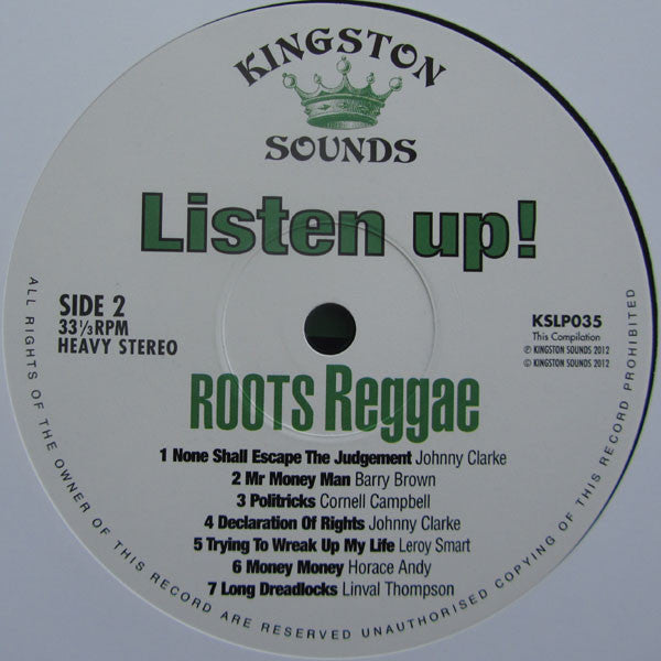 Various – Listen Up! Roots Reggae LP vinyl record, image 4 of 4