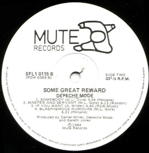Depeche Mode – Some Great Reward LP vinyl record, image 3 of 4