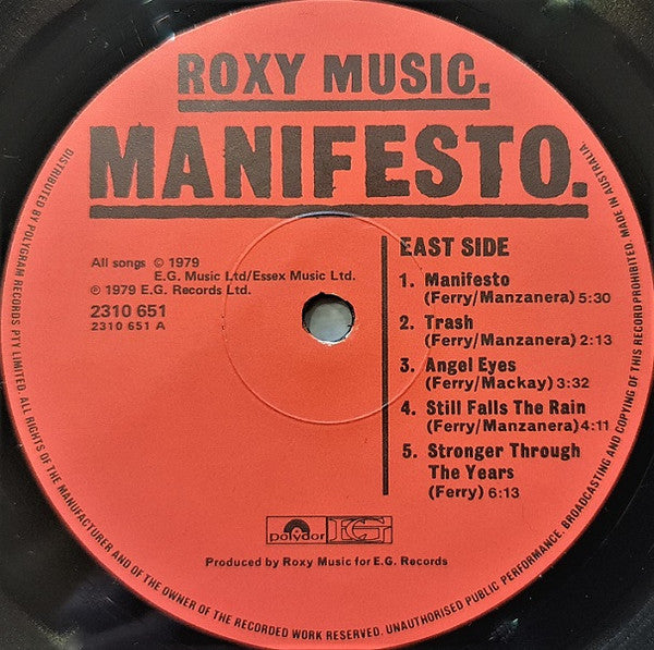 Roxy Music – Manifesto LP vinyl record, image 3 of 4