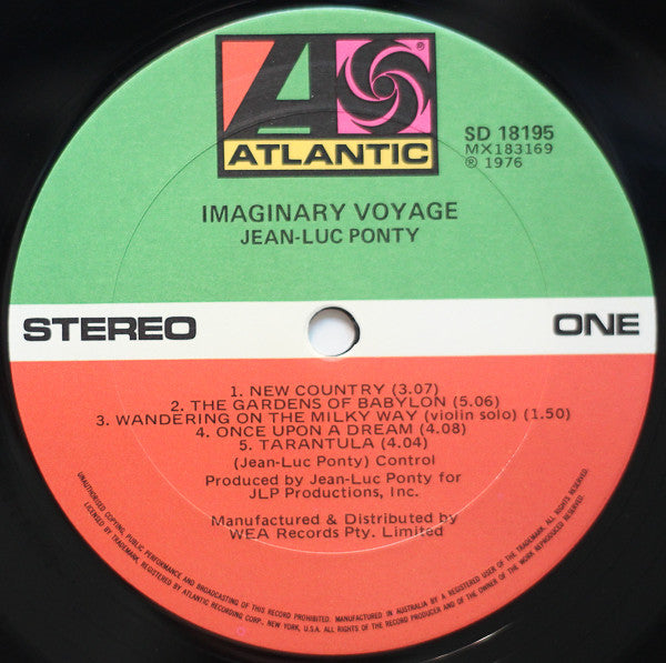 Jean-Luc Ponty – Imaginary Voyage LP vinyl record, image 3 of 3
