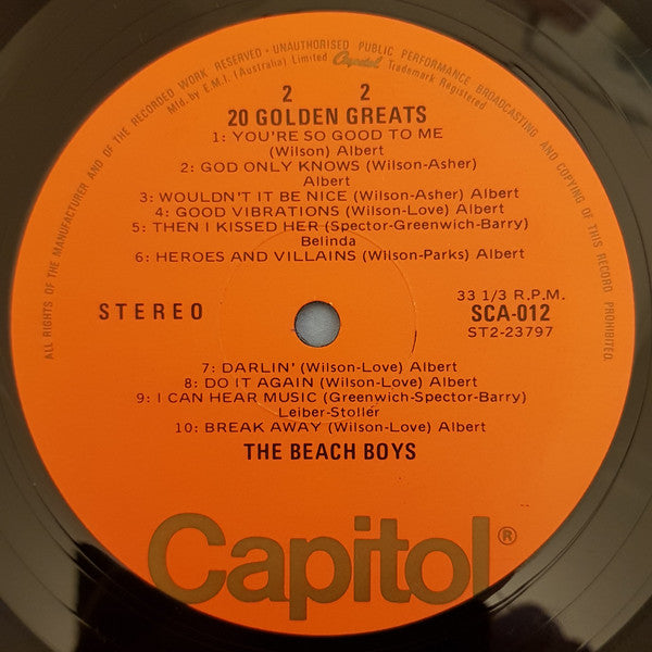 The Beach Boys – 20 Golden Greats LP vinyl record, image 5 of 5