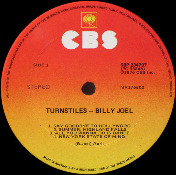 Billy Joel – Turnstiles LP vinyl record, image 3 of 6