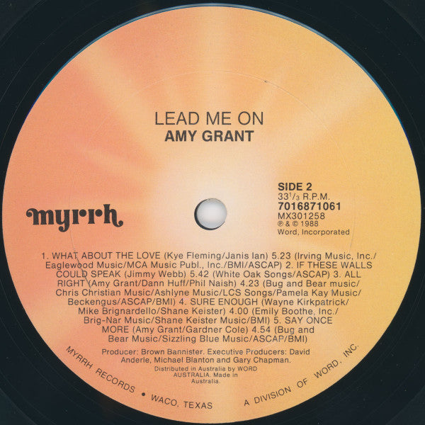 Amy Grant – Lead Me On LP vinyl record, image 4 of 4