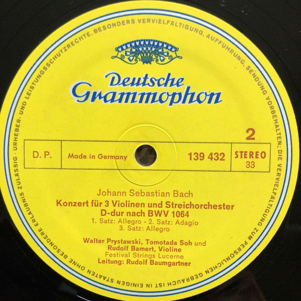 Johann Sebastian Bach, Heinz Holliger, Karlheinz Zöller, Festival Strings Lucerne, Rudolf Baumgartner – Konzert Für Oboe D'Amore Nach BWV 1055 ∙ Flötenkonzert Nach BWV 1056 ∙ Konzert Für 3 Violinen Nach BWV 1064 LP vinyl record, image 4 of 4