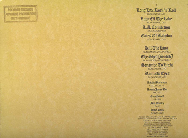 Rainbow – Long Live Rock 'N' Roll LP vinyl record, image 8 of 8