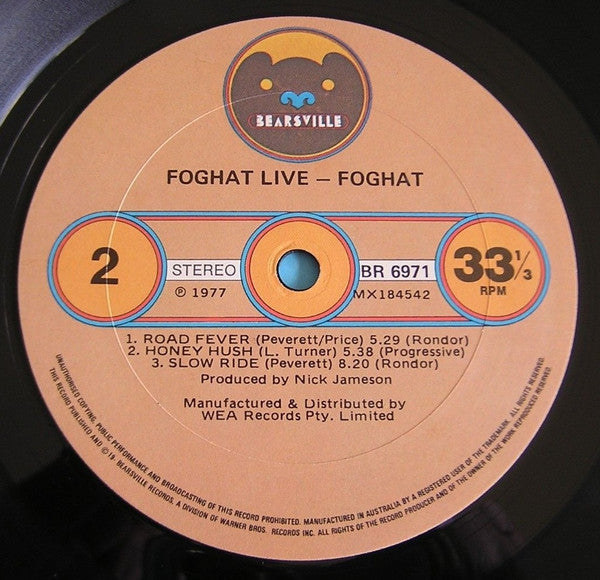 Foghat – Live LP vinyl record, image 5 of 5
