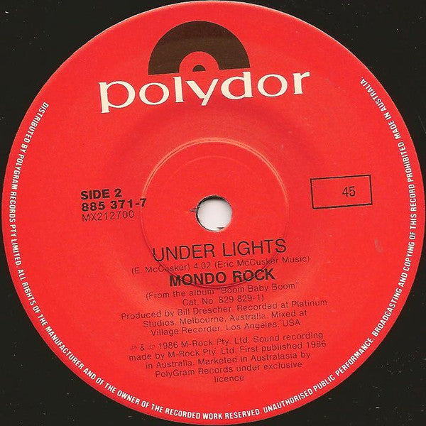 Mondo Rock – Primitive Love Rites 7" vinyl record, image 4 of 4