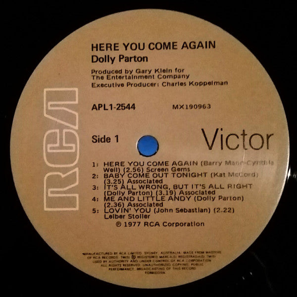 Dolly Parton – Here You Come Again LP vinyl record, image 4 of 4
