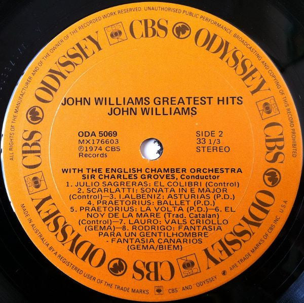 John Williams – Greatest Hits LP vinyl record, image 3 of 4