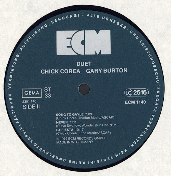 Gary Burton / Chick Corea – Duet LP vinyl record, image 4 of 4