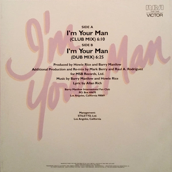 Barry Manilow – I'm Your Man 12" vinyl record, image 2 of 4