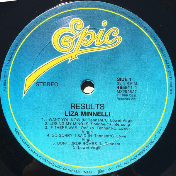 Liza Minnelli – Results LP vinyl record, image 4 of 5