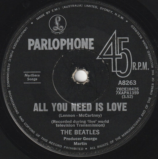 The Beatles – All You Need Is Love 7" vinyl record, image 1 of 2