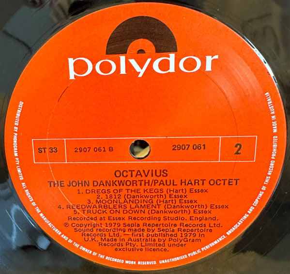 John Dankworth Paul Hart Octet – Octavius LP vinyl record, image 4 of 4