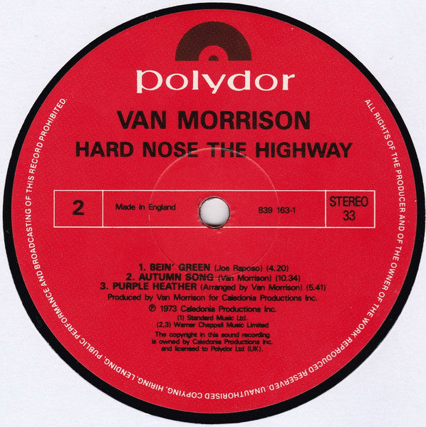 Van Morrison – Hard Nose The Highway LP vinyl record, image 4 of 5